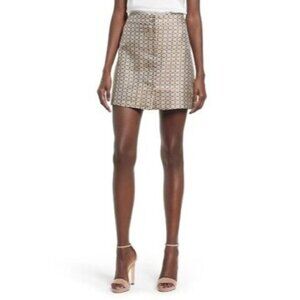 WAYF Daisy Foulard Print Lined Mini Skirt NWT Button Detail Size S